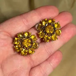 Vintage Amber Clip On Earrings