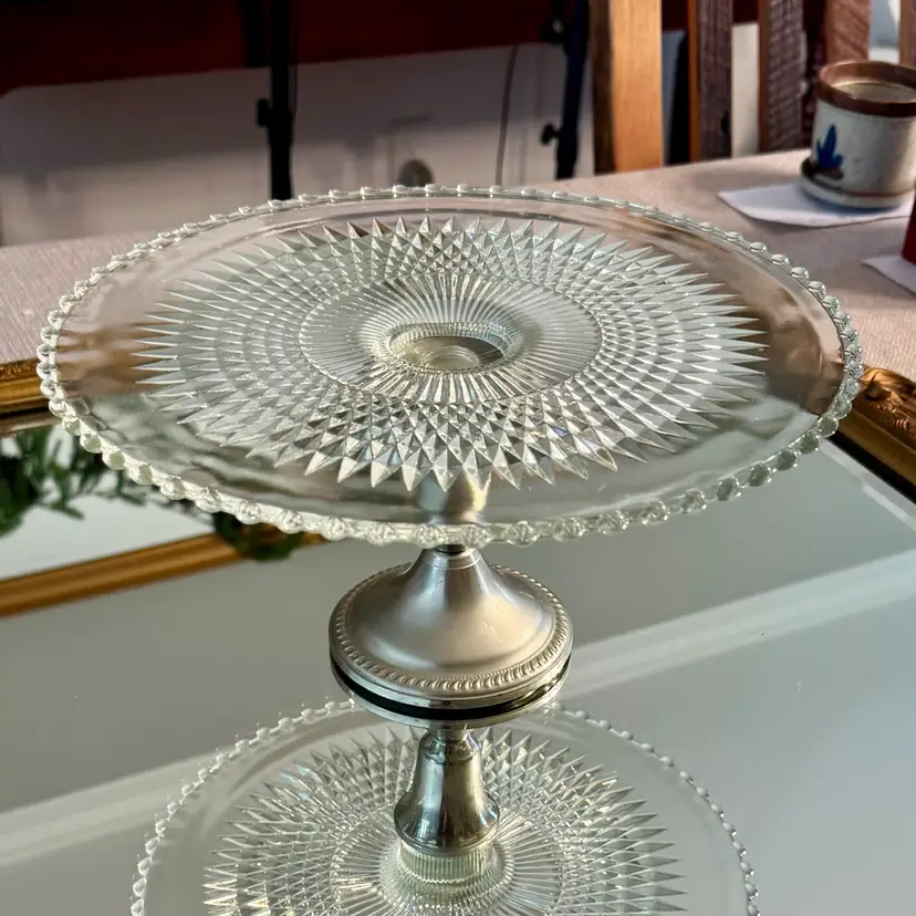 Cut Glass Pedestal Cake Plate