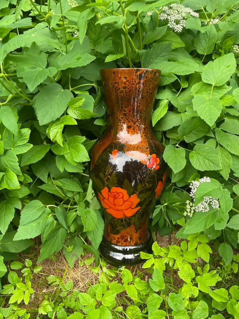 Vietnamese Black Lacquered Wood Vase