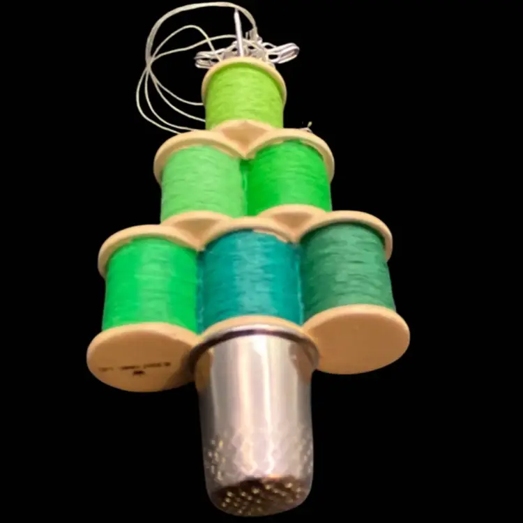 2001 Hallmark Keepsake Ornament Sew Cute Spool Christmas Tree Thimble Craft