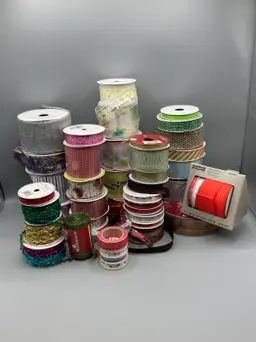 Large Lot of Ribbon - for gifts, bows, and crafting - 42 rolls