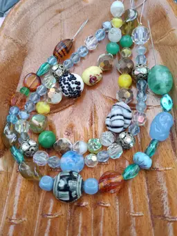 Bulk Lot of Mixed Vintage Czech Glass Beads /Cut Glass, Lamp work/ Rhinestone Beads.