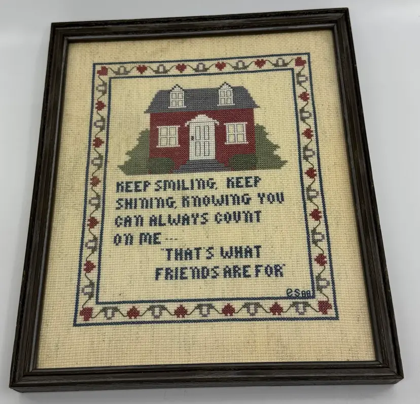 Finished Framed With Glass Cross Stitch That’s What Friends Are For 11.75”x9.75”