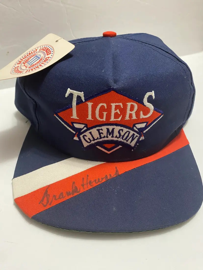 Vintage NWT Y2K 90s Clemson Tigers Snapback Side Liner NCAA Signed Frank Howard