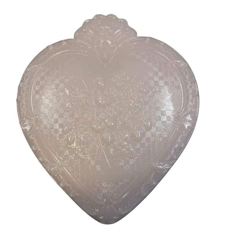 Mosser Large Heart Glass Box Crown Tuscan Pink Strawberry Jewelry Trinket New USA