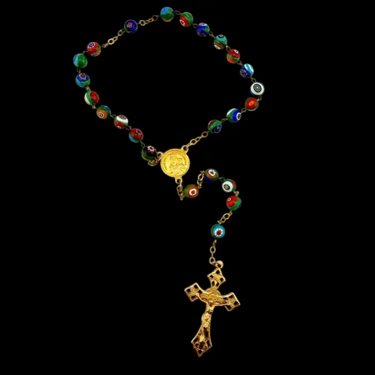 Prayer Beads Millefiori Italian Glass Rosary 12"