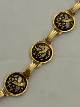 Vintage Damascene Medallion Bracelet