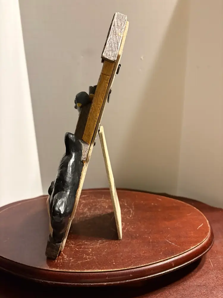 1995 Figi Graphics Vertical 3 Photo Cat And Birdhouse Picture Frame