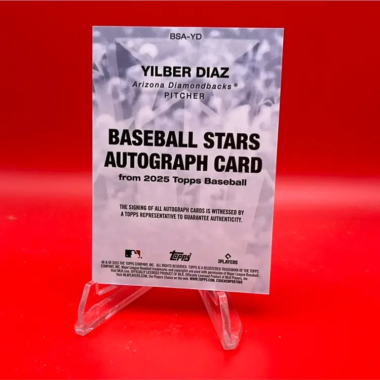 Yilber Diaz 2025 Topps Series 1 RC Auto Baseball Stars Arizona Diamondbacks