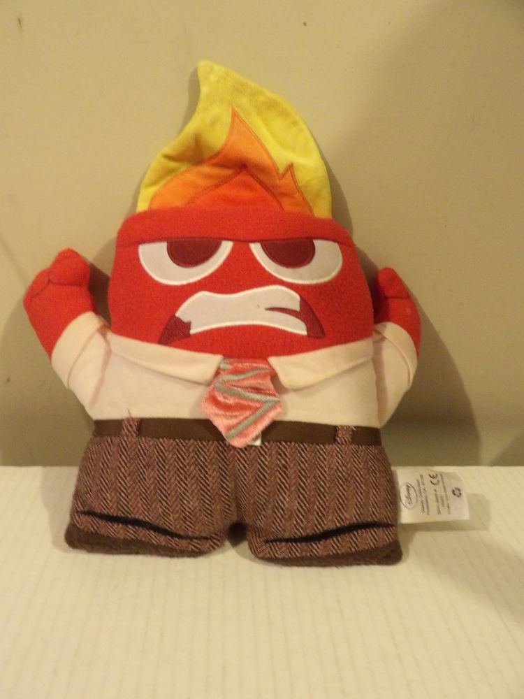 * Disney Pixar Inside Out ANGER 12" Plush ANGRY RED w/ Flame Head Pillow Stuffed