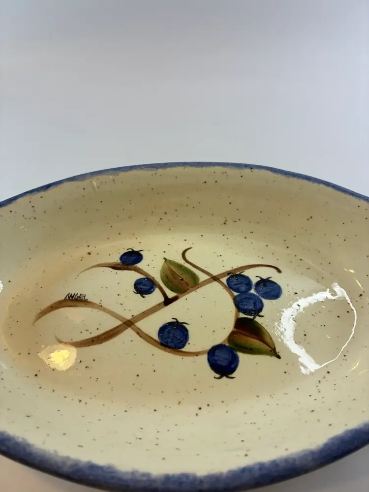 Hand Painted Pottery Dish 9”x 5”