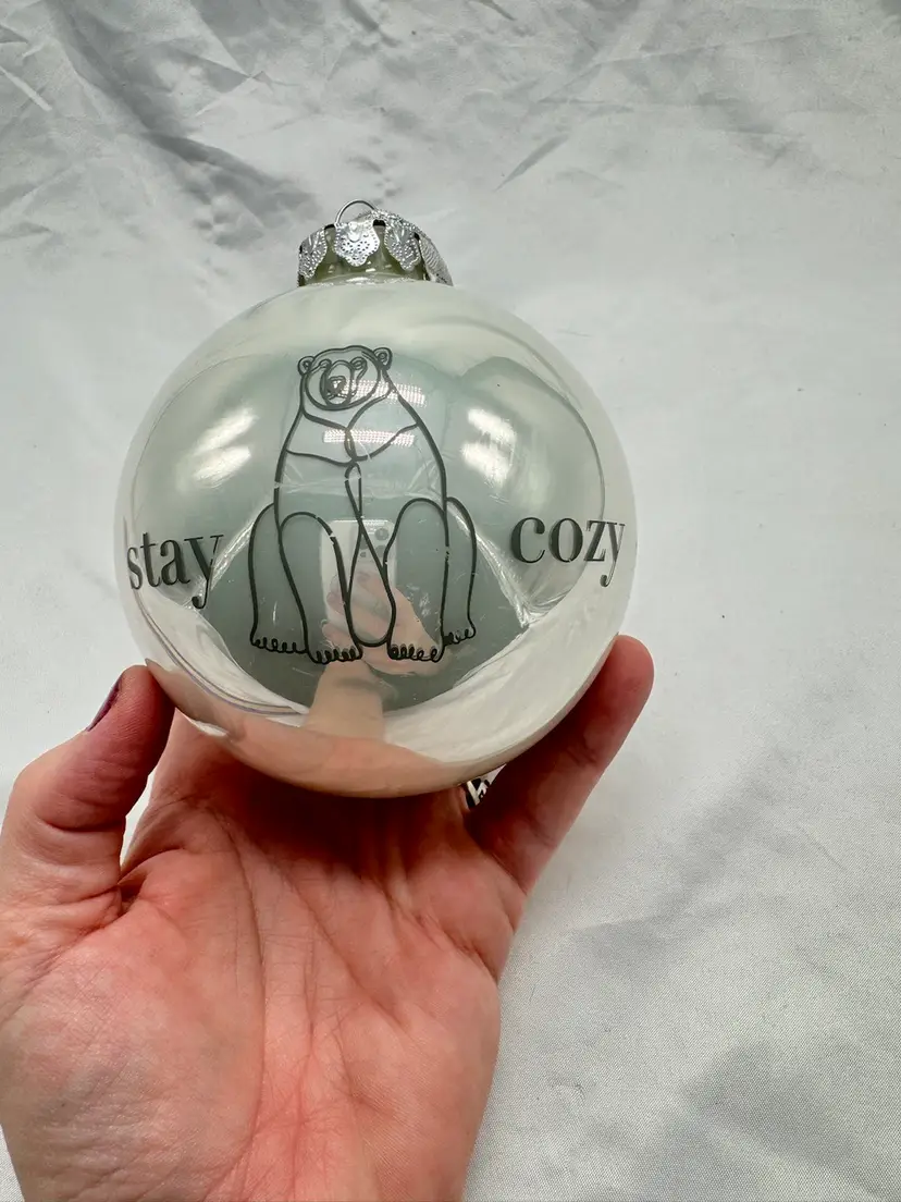 Glass Polar Bear Christmas Ornament