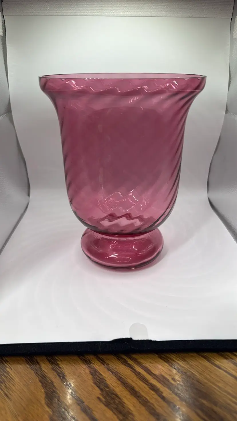 Pilgrim Cranberry Glass Vase 8" Tall
