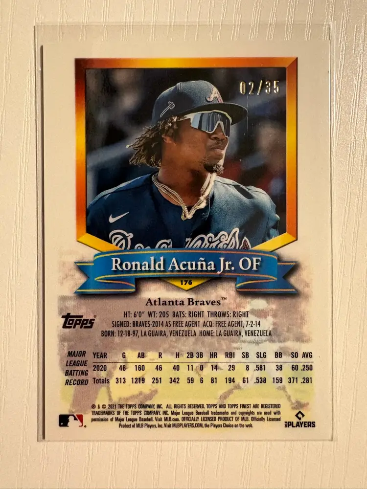 2021 Topps Finest Flashbacks Ronald Acuna Prism Refractor /35! Atlanta Braves