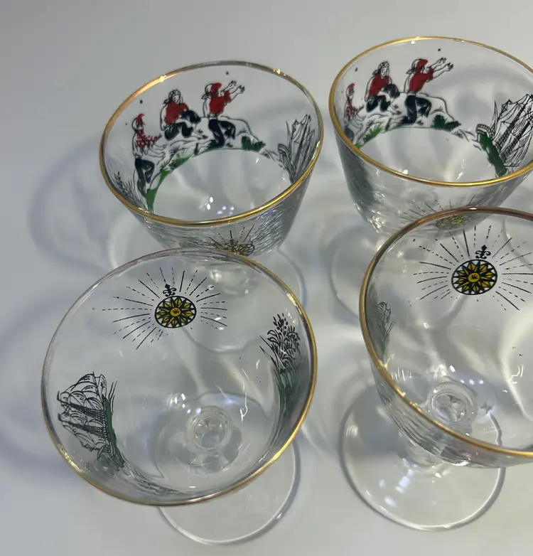 Vintage Set of 6 Liquor Cocktail Glasses 'Treasure Island' by Libbey Glass Company