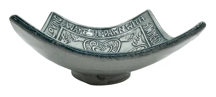 Ben Behunin Studio Art Pottery Bowl Wake the Dawn With Winged Heart Give Thanks