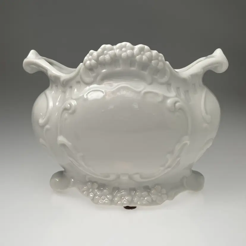 Victorian Style White Porcelain Jardinere Planter Floral Vintage Ceramic 6.5x5"