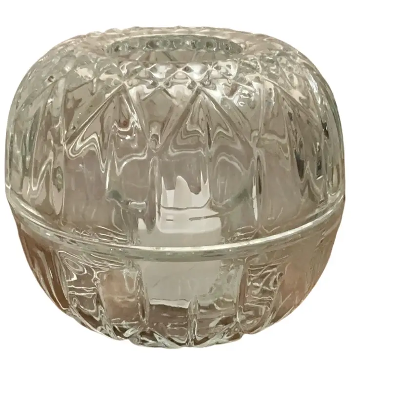 Homco 3-piece Clear Glass Diamond And Star Cut Pattern Fairy Lamp 5” X 5 1/2”