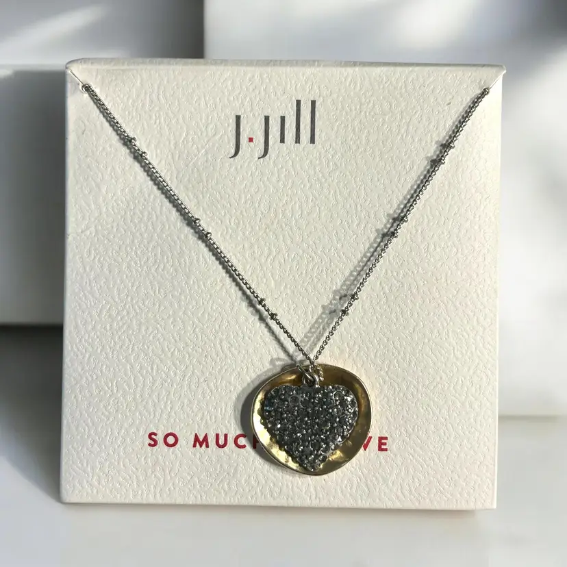 J.Jill Pave Heart And Disc Necklace NWT So Much To Love 19-21" New