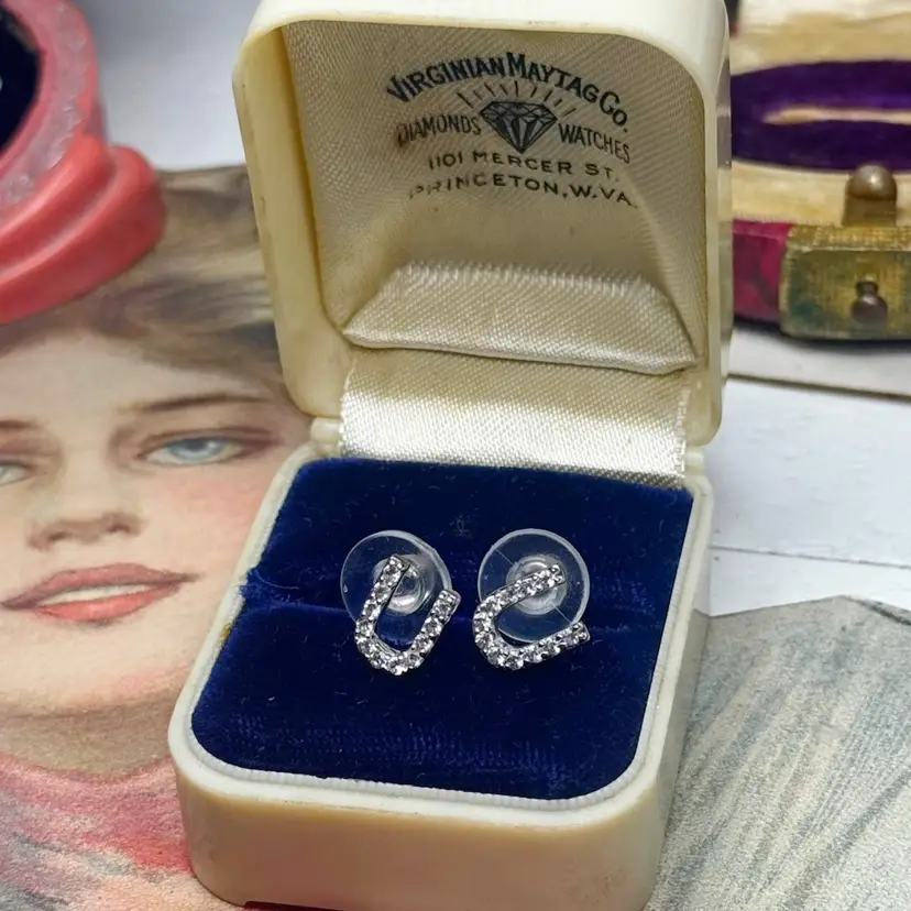 Sterling Silver White Sapphire “U” Stud Earrings