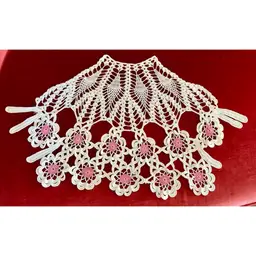 Pink & White Large Doily 24 Inches Across