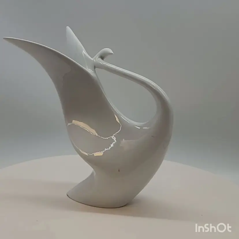 Vtg 50's Royal Dux White Art Deco Swan Figurine Design by Jaroslav Ježek Mid Cen
