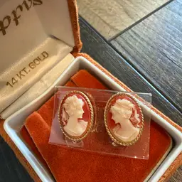 Vintage Cameo Clip On Earrings