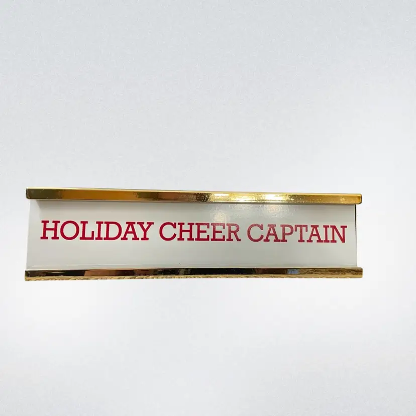 Head Gift Wrapper Holiday Decorative Metal Desk Sign . Flips To Holiday Cheer Captain