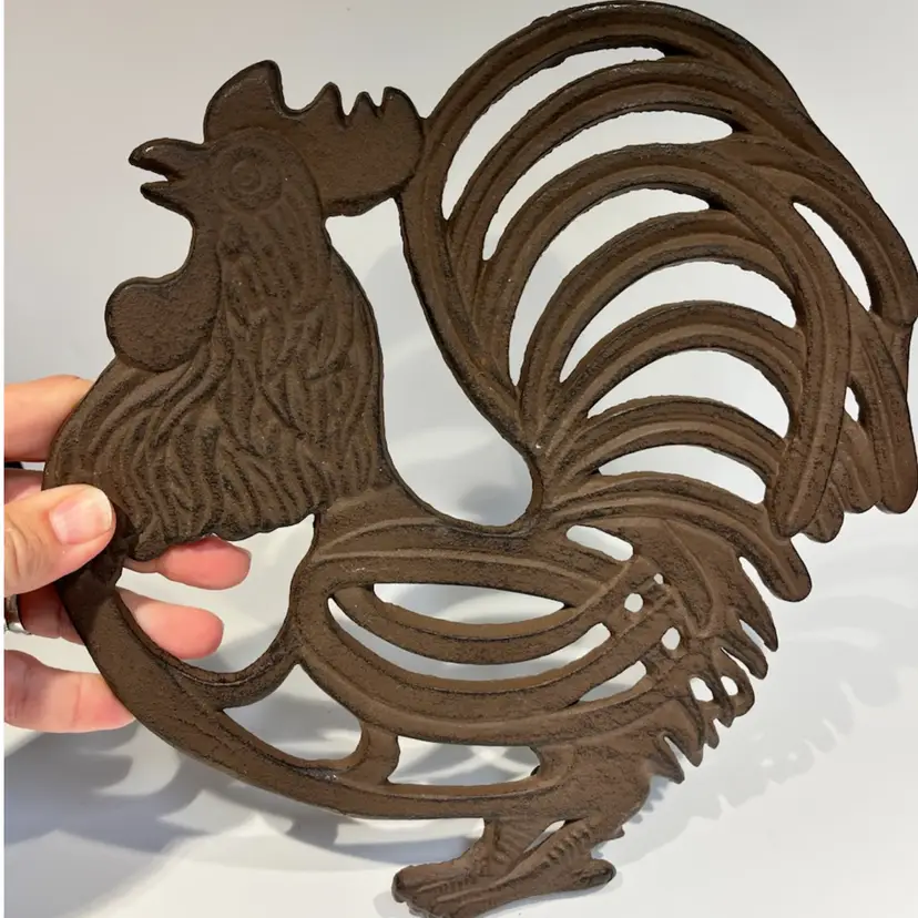 Large Cast Iron Rooster/ Chicken Trivet/ Wall Decor- 9.5β L x 9.5β W