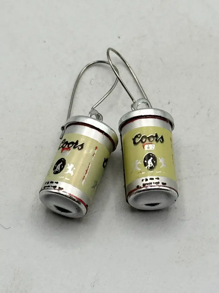Vintage Coors beer drink can dangle earrings