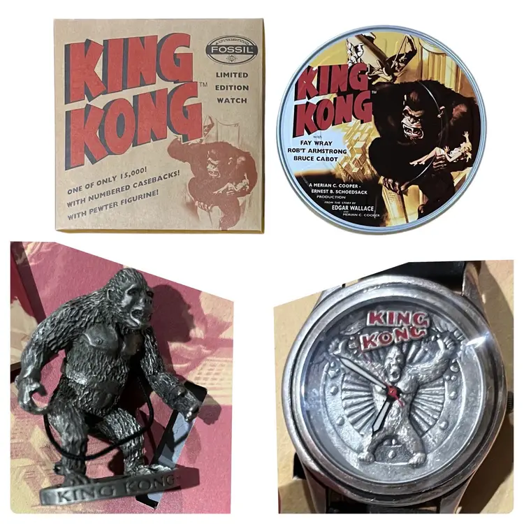 #01 - Fossil Watch King Kong Limited Edition Brand New In Original Box w Pewter Figure