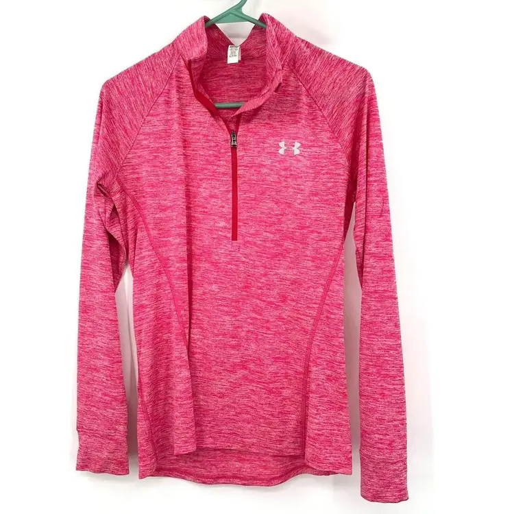 Under Armour Size Small Sweater Pink Heather 1/4 Zip Pullover Track Running Gym