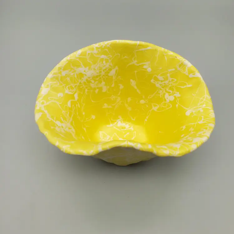 Shawnee Art Pottery Vase Planter Yellow White Confetti