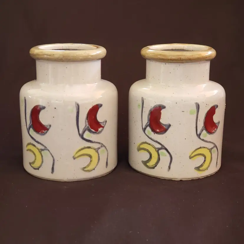 Morris Struhl Stoneware Pottery Vases set of 2 Japan 4.5" tall Approx. READ DESC