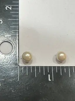 Gold Tone Pearl Pierced Earrings