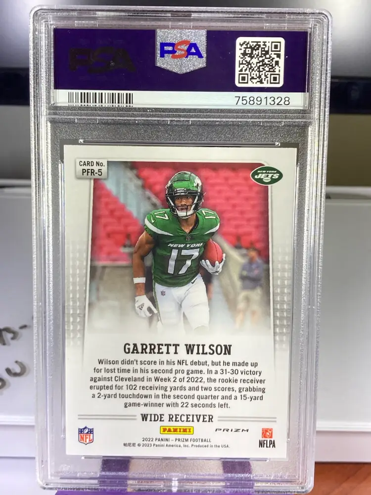 Garrett Wilson 2022 Prizm Flashback Rookie Silver PSA 8