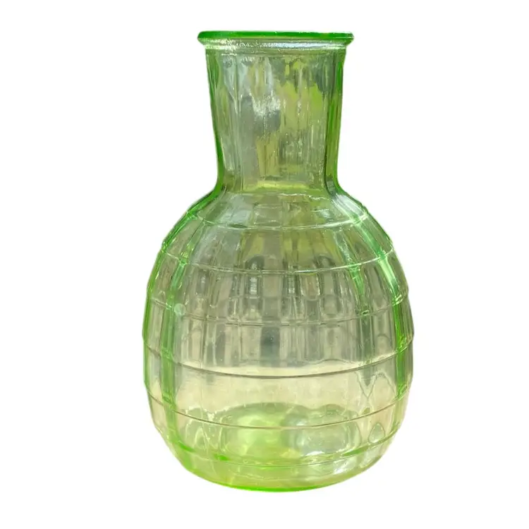 Anchor Hocking Green Block Optic Decanter Uranium Glass