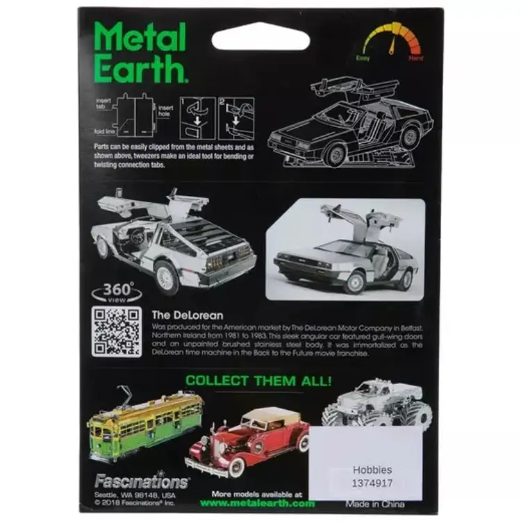 Fascinations Metal Earth DeLorean Air Model Kit Steel Model MMS181