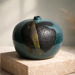 Vintage Brutalist Studio Pottery Vase, Artist Signed by Ruth, 11/19/92, 3.25" Tall