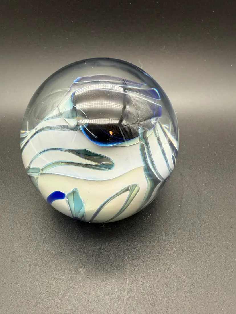 Signed Randy Strong Abstract Art Glass Paperweight