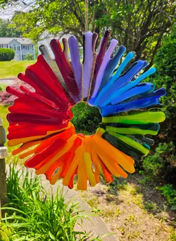 Fused Glass Rainbow Swirl 8" FREE SHIPPING