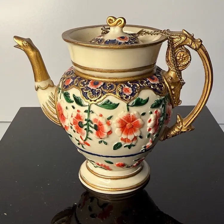 Collectible Nini’s Mini Teapot Trinket Box “Floral Urn” 3”