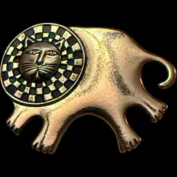 Laurel Burch Checkered Mane Lion Brooch 1.5”