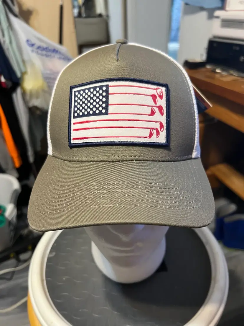 Madison American Flag Golf Trucker SnapBack Hat NWT
