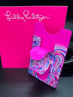 Lilly Pulitzer Pink Swirl Cell Phone Card Case in Vibrant Raz Berry Flamingoals Print