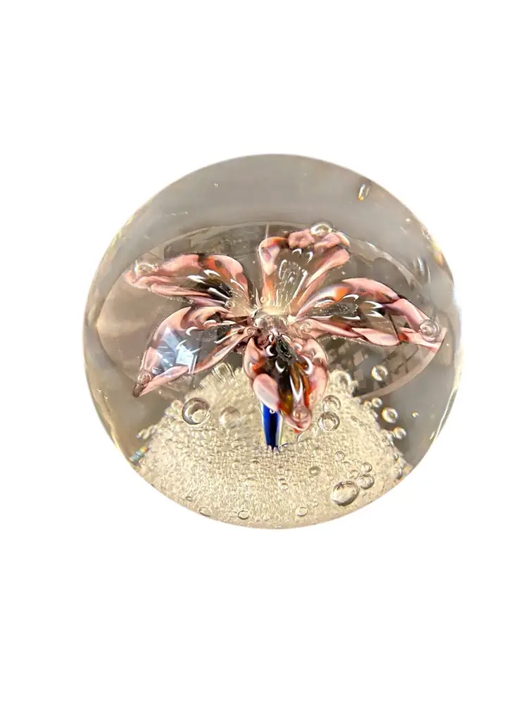 Murano Bursting Millefiori Flower Bubbles Glass Paperweight