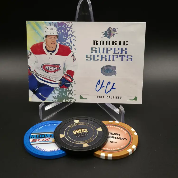 Cole Caufield Rookie Auto 2021-22 Upper Deck SPx Hockey Rookie Superscripts Auto Insert Card #RSS-CC - Montreal Canadiens