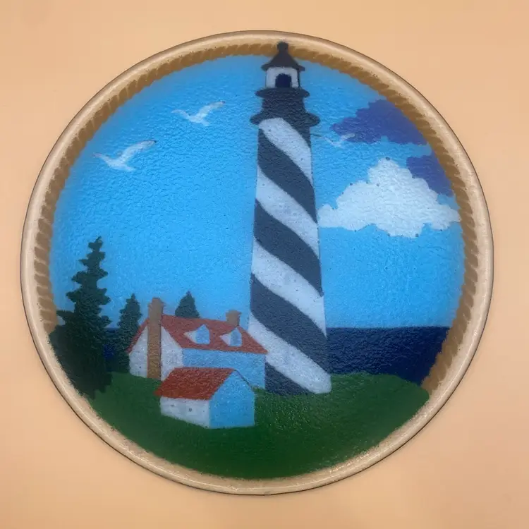 Peggy Karr Lighthouse Pattern 11.5" Fused Glass Plate