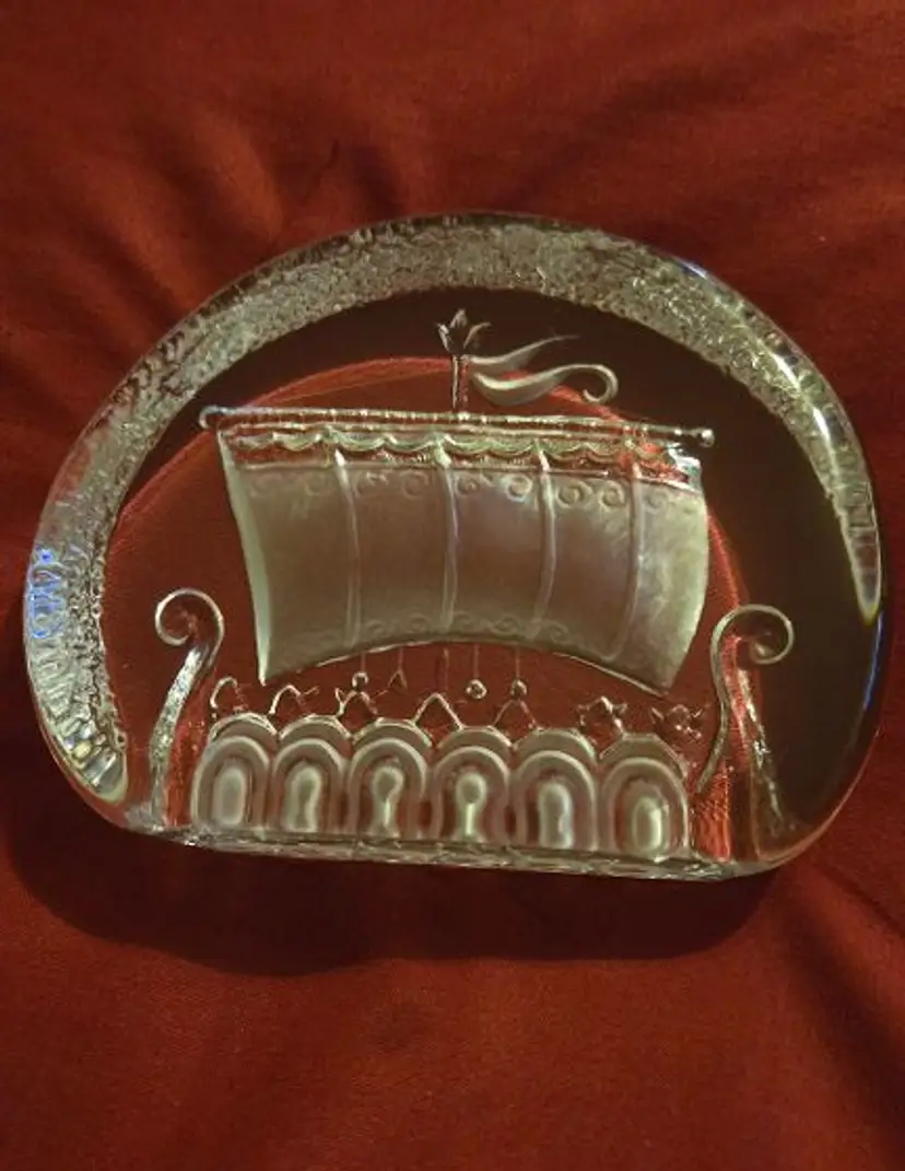 Mats Jonasson Viking Ship Etched Paperweight