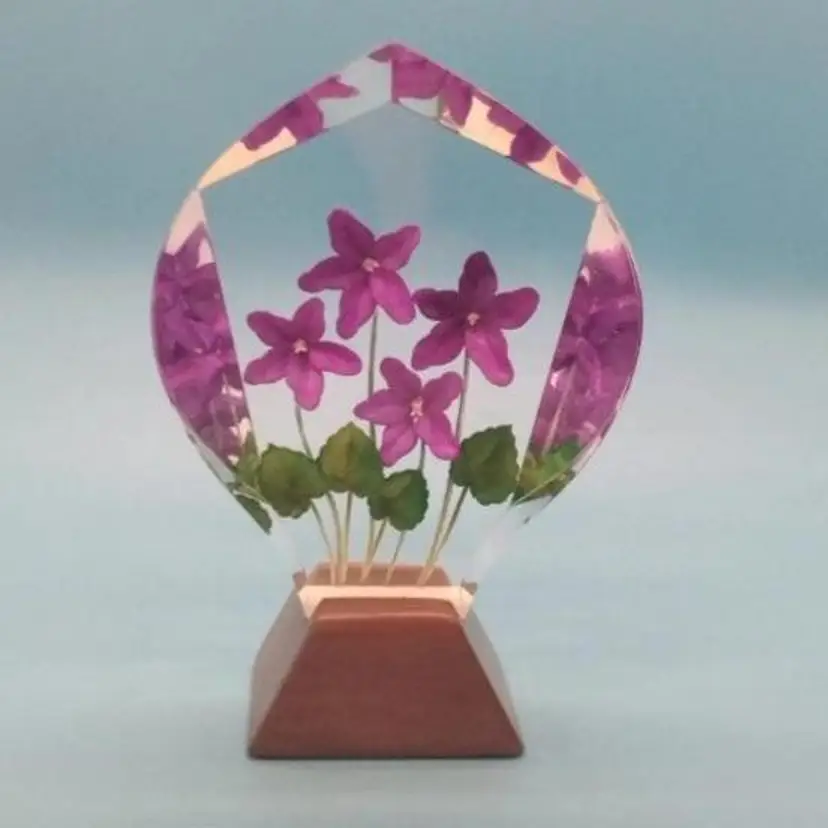 HLucite/Resin Infused Purple Flowers, Mounted